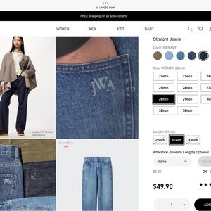 Uniqlo Women's Straight Leg Jeans - Navy